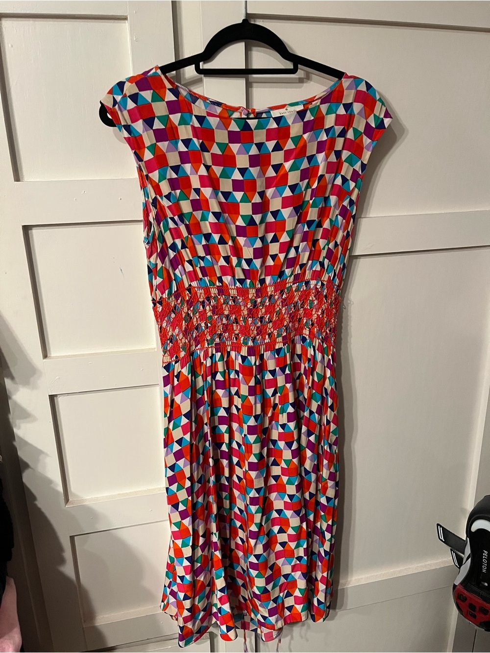 Kate Spade.  Colorful Geometric Print Smocked Waist Dress